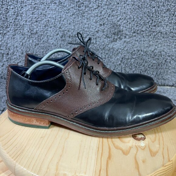 Cole Haan Black and Brown Two-Tone Leather Oxfords main image 5